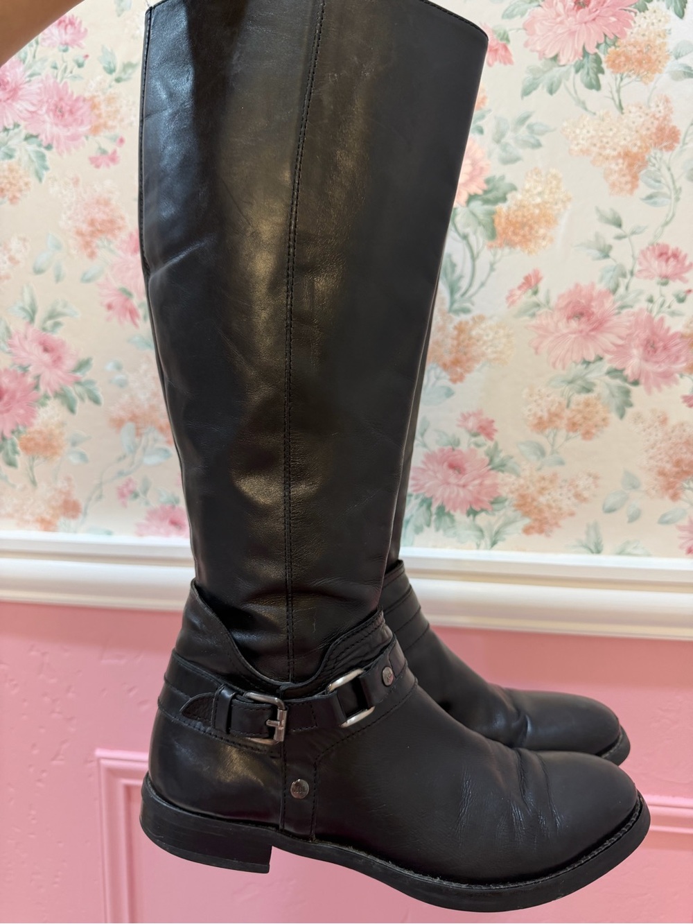 Italian Classic Black Leather Riding Boots - Women